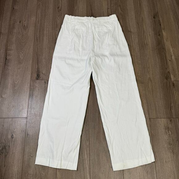 J Crew Linen Blend Wide Leg Pleated Trouser Workwear Pants US Women's 10 New - Picture 3 of 7